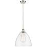 Ballston Bristol Glass 12" Mini Pendant - Polished Nickel - Clear Shad