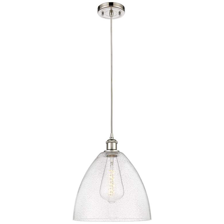 Image 1 Ballston Bristol Glass 12" Mini Pendant - Polished Nickel - Seedy Shad
