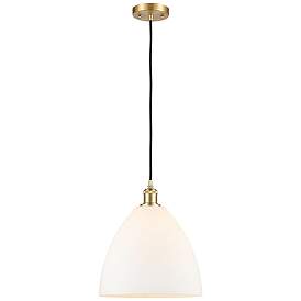 Image1 of Ballston Bristol Glass 12" Mini Pendant - Satin Gold - Matte White Sha