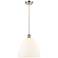 Ballston Bristol Glass 12" Mini Pendant - Satin Nickel - Matte White