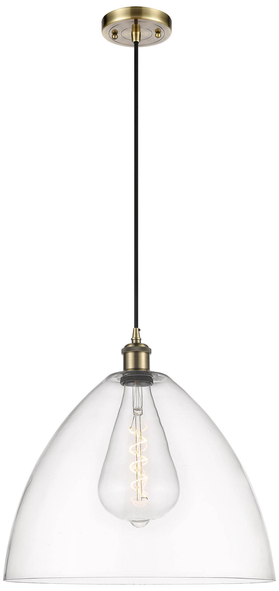 Ballston Bristol Glass 16" Antique Brass LED Pendant w/Clear Made to Order