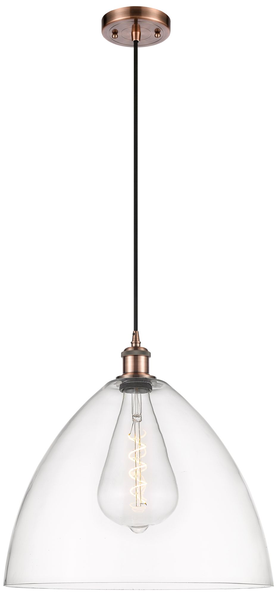 Ballston Bristol Glass 16" Antique Copper LED Pendant Made to Order