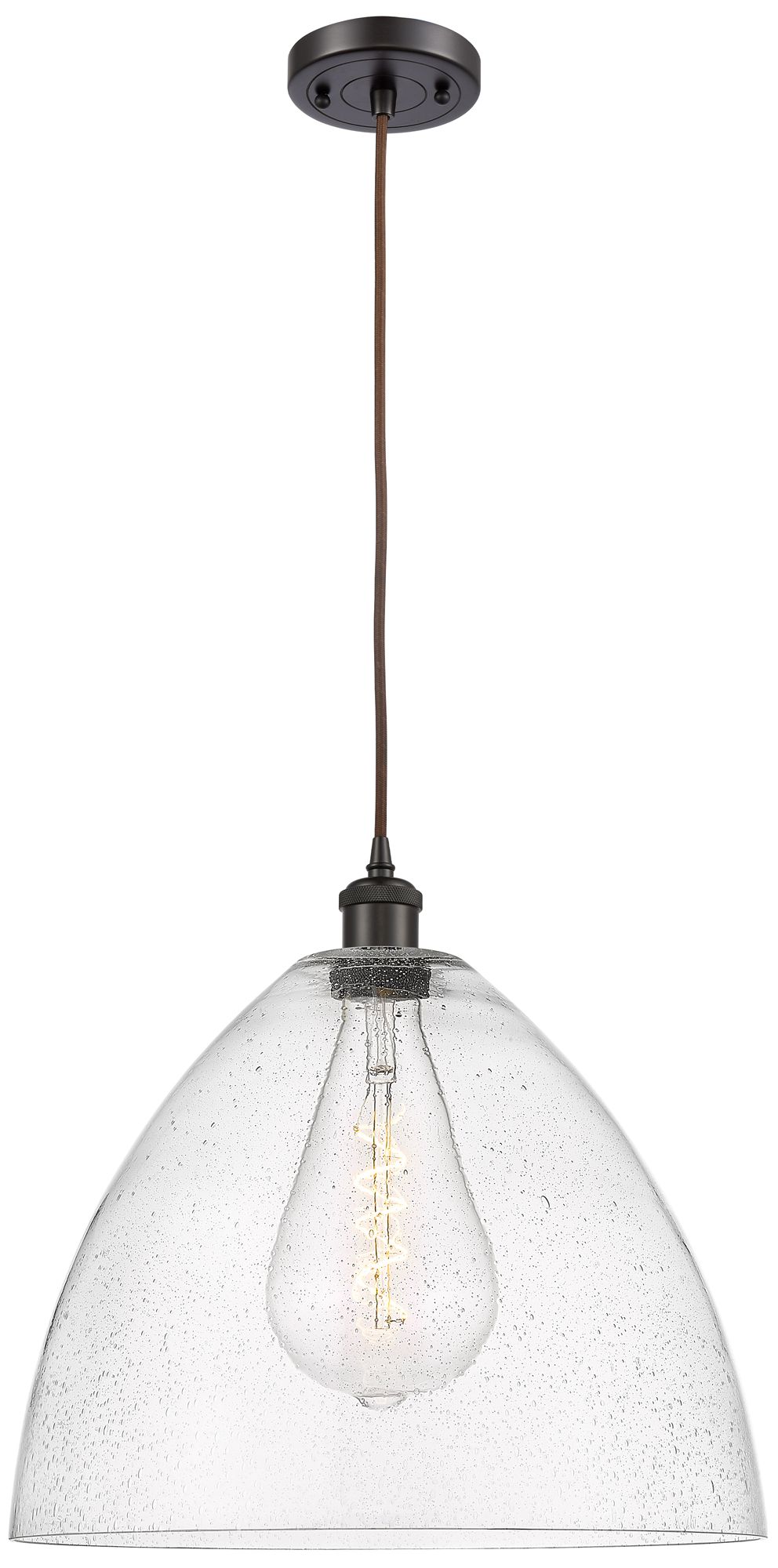 Ballston Bristol Glass 16" Bronze LED Pendant w/Seedy Sh Made to Order