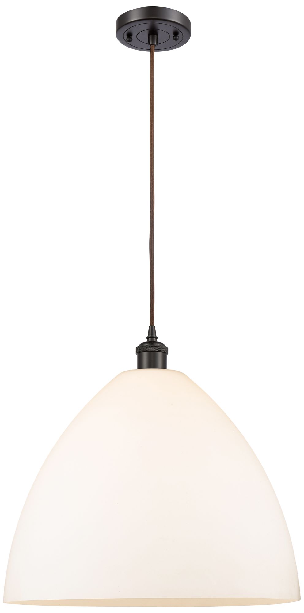 Ballston Bristol Glass 16" Bronze LED Pendant w/White Sh Made to Order