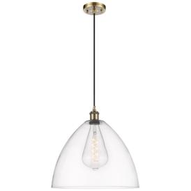 Ballston Bristol Glass 16" Antique Brass Pendant With Clear Shade Ballston Bristol Glass 16" Antique Brass Pendant With Clear Shade
