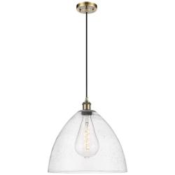 Ballston Bristol Glass 16" Antique Brass Pendant With Seedy Shade