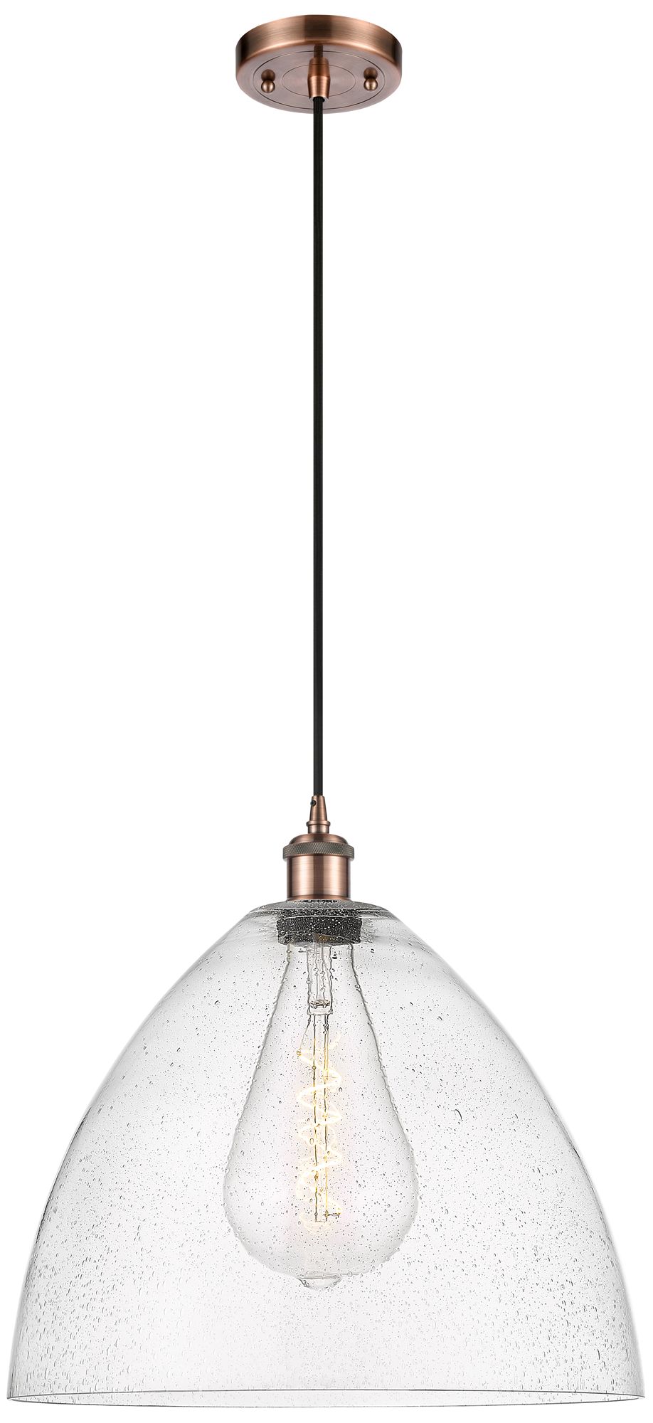 Ballston Bristol Glass 16" Antique Copper LED Pendant Made to Order