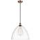 Ballston Bristol Glass 16" Antique Copper LED Pendant With Clear Shade