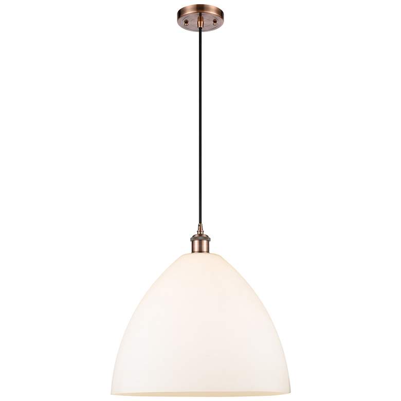 Image 1 Ballston Bristol Glass 16" Antique Copper LED Pendant With White Shade