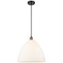 Ballston Bristol Glass 16" Black Antique Brass Pendant With White Shad