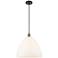 Ballston Bristol Glass 16" Black Antique Brass Pendant With White Shad