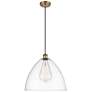 Ballston Bristol Glass 16" Brushed Brass LED Pendant With Clear Shade