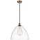 Ballston Bristol Glass 16" Brushed Brass LED Pendant With Clear Shade