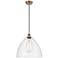Ballston Bristol Glass 16" Brushed Brass LED Pendant With Seedy Shade