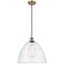 Ballston Bristol Glass 16" Brushed Brass LED Pendant With Seedy Shade