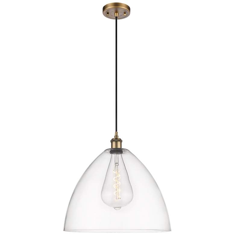 Image 1 Ballston Bristol Glass 16" Brushed Brass Pendant With Clear Shade