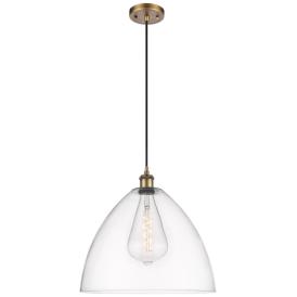 Ballston Bristol Glass 16" Brushed Brass Pendant With Clear Shade Ballston Bristol Glass 16" Brushed Brass Pendant With Clear Shade