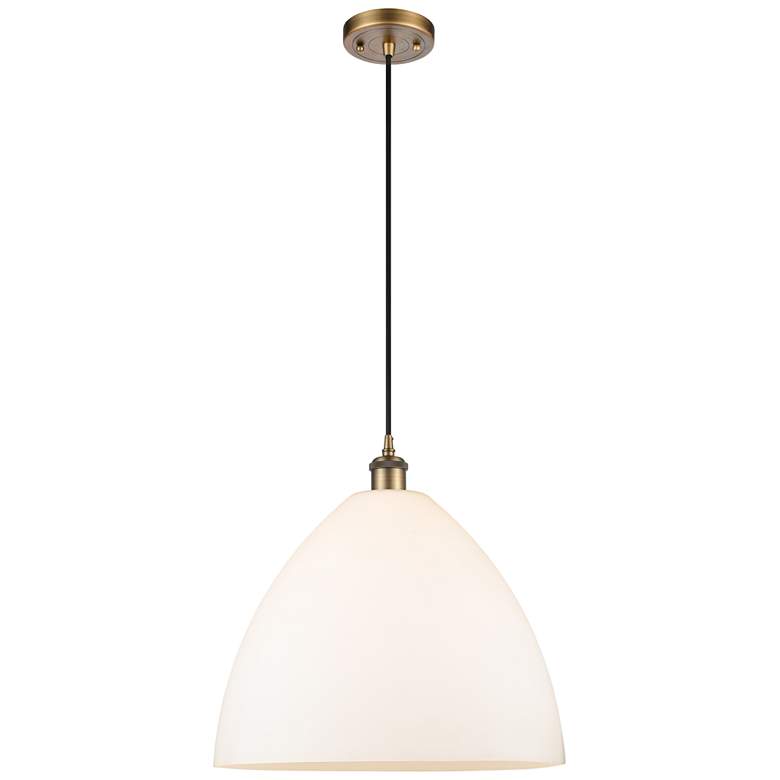 Image 1 Ballston Bristol Glass 16 inch Brushed Brass Pendant With Matte White Shad