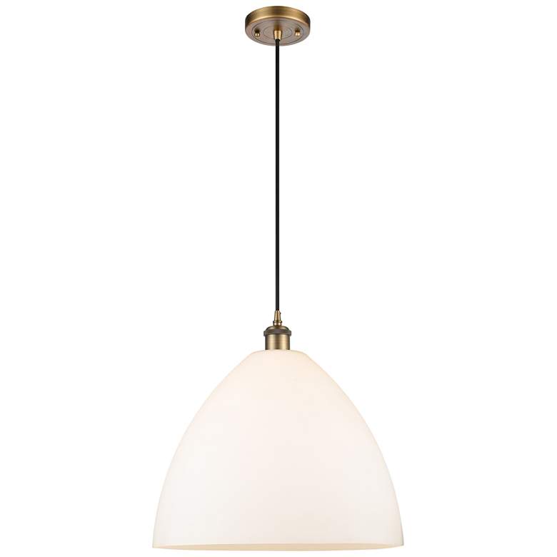 Image 1 Ballston Bristol Glass 16" Brushed Brass Pendant With Matte White Shad
