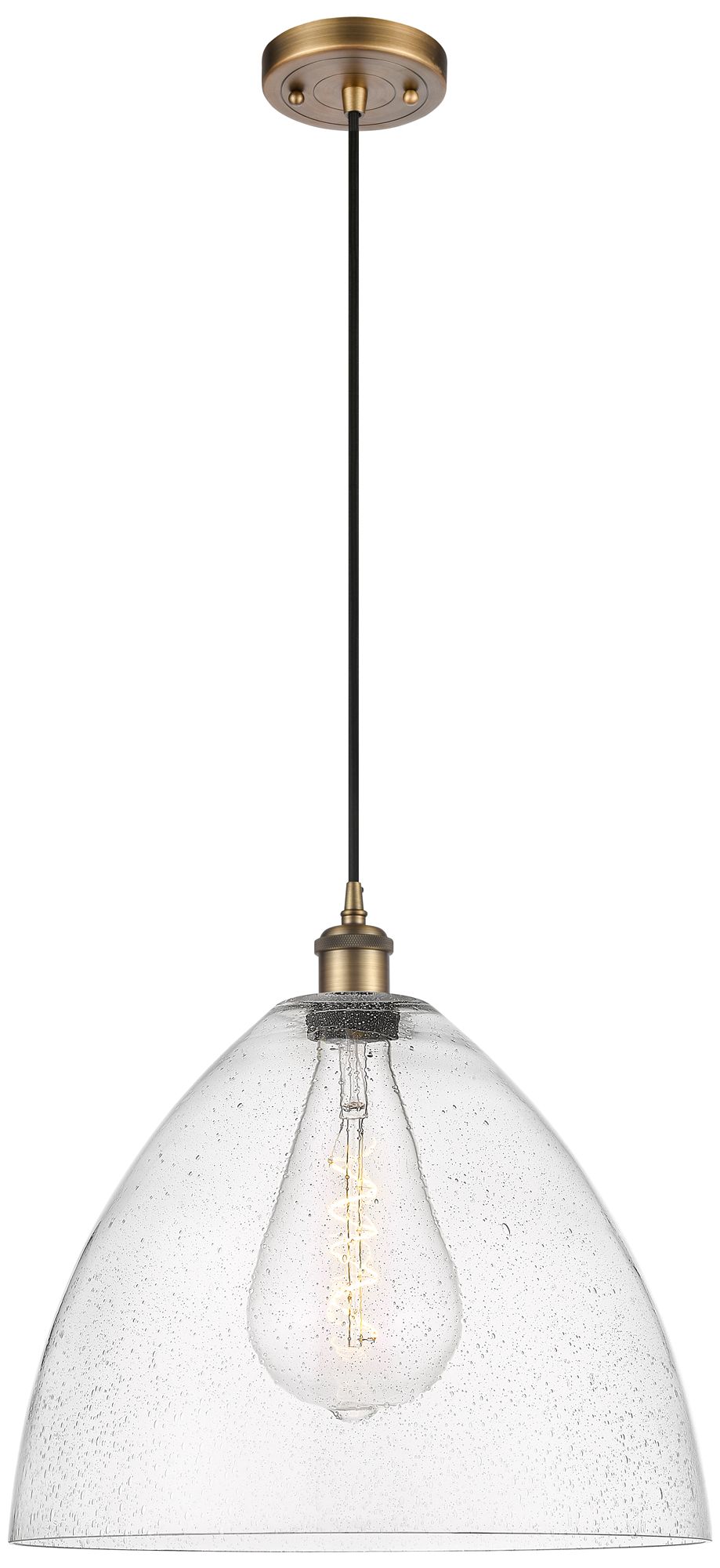Ballston Bristol Glass 16" Brushed Brass Pendant With Seedy Made to Or