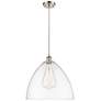 Ballston Bristol Glass 16" Brushed Nickel LED Pendant With Clear Shade