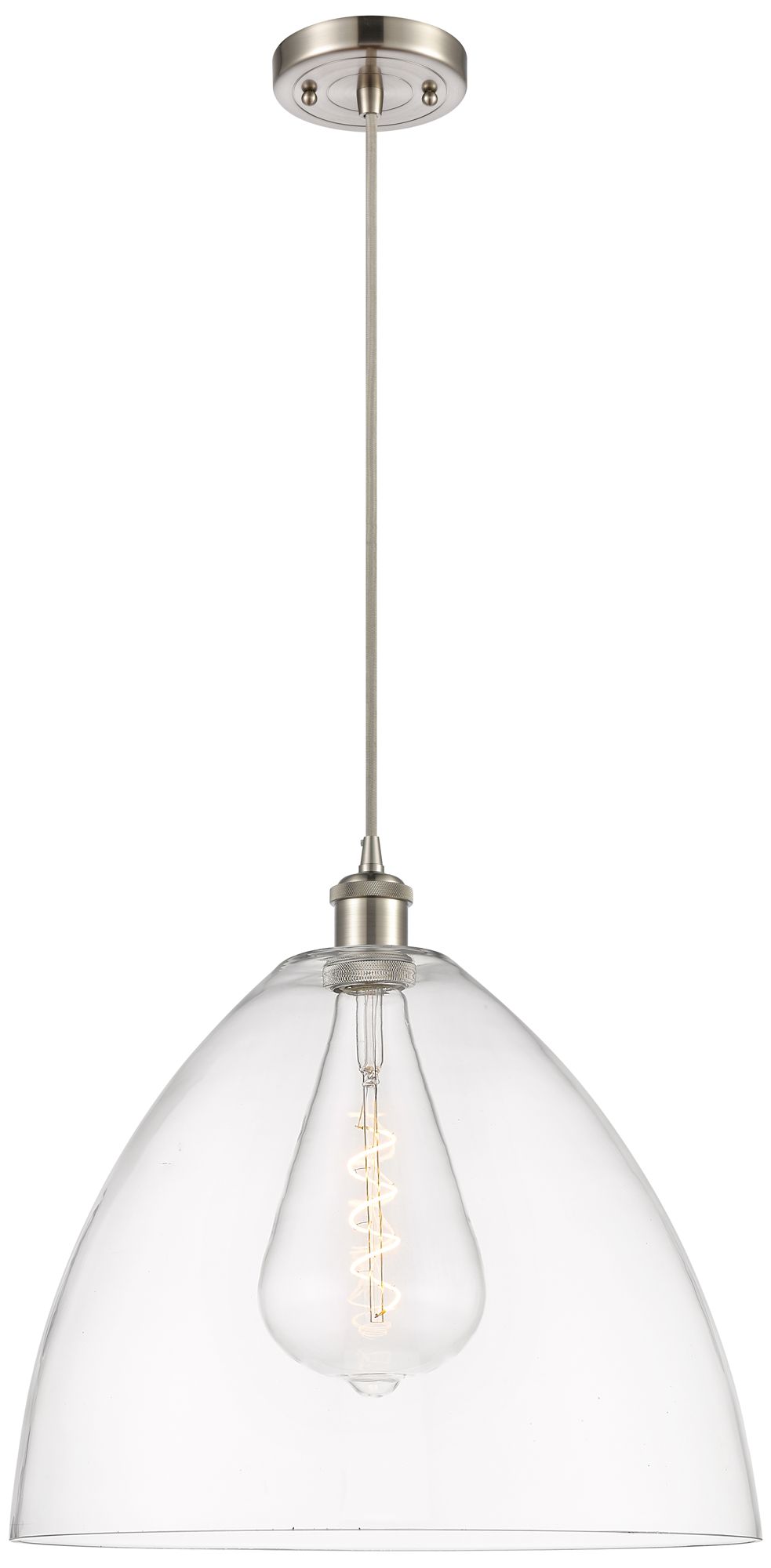 Ballston Bristol Glass 16" Brushed Nickel Pendant w/Clear Sha Made to