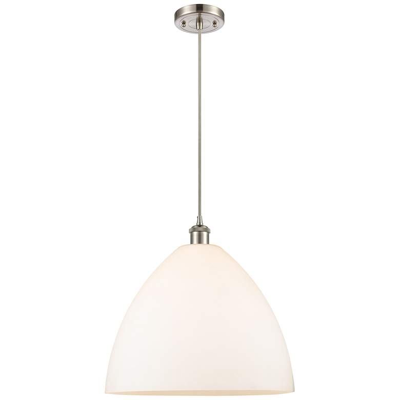 Image 1 Ballston Bristol Glass 16" Brushed Satin Nickel Pendant With White Sha