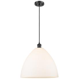 Ballston Bristol Glass 16" Matte Black LED Pendant With Matte White Sh Ballston Bristol Glass 16" Matte Black LED Pendant With Matte White Sh