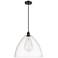 Ballston Bristol Glass 16" Matte Black Pendant With Clear Shade