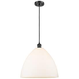 Image1 of Ballston Bristol Glass 16" Matte Black Pendant With Matte White Shade