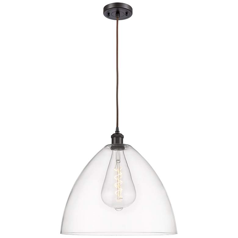 Image 1 Ballston Bristol Glass 16" Oil Rubbed Bronze LED Pendant With Clear Sh