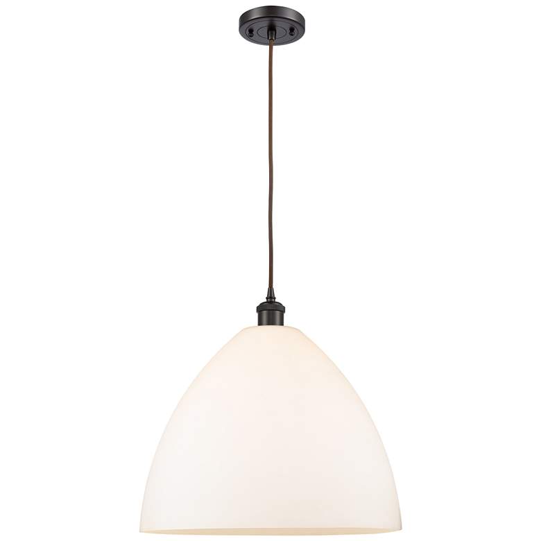 Image 1 Ballston Bristol Glass 16" Oil Rubbed Bronze LED Pendant With White Sh