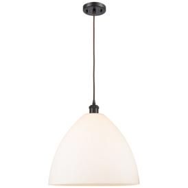 Ballston Bristol Glass 16" Oil Rubbed Bronze LED Pendant With White Sh Ballston Bristol Glass 16" Oil Rubbed Bronze LED Pendant With White Sh