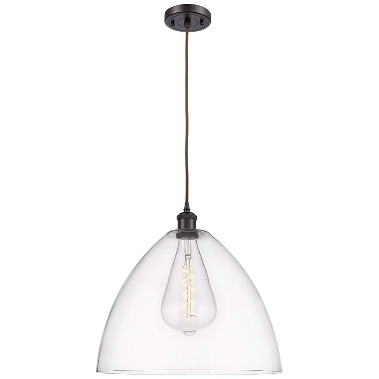 Image 1 Ballston Bristol Glass 16" Oil Rubbed Bronze Pendant With Clear Shade