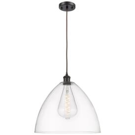 Ballston Bristol Glass 16" Oil Rubbed Bronze Pendant With Clear Shade Ballston Bristol Glass 16" Oil Rubbed Bronze Pendant With Clear Shade