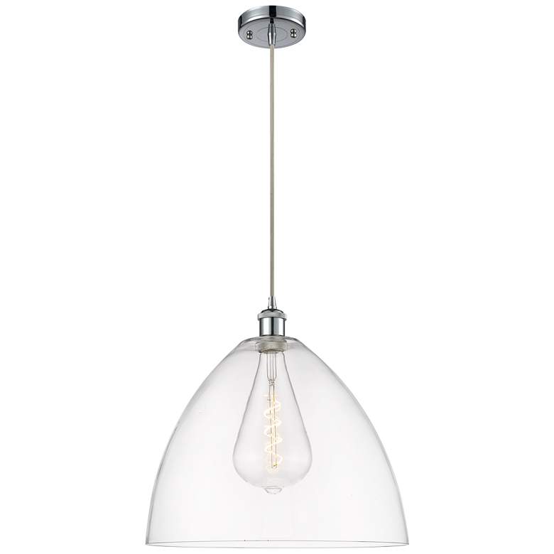 Image 1 Ballston Bristol Glass 16 inch Polished Chrome LED Pendant With Clear Shad