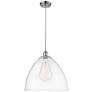 Ballston Bristol Glass 16" Polished Chrome LED Pendant With Clear Shad