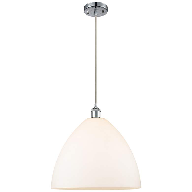 Image 1 Ballston Bristol Glass 16" Polished Chrome LED Pendant With White Shad