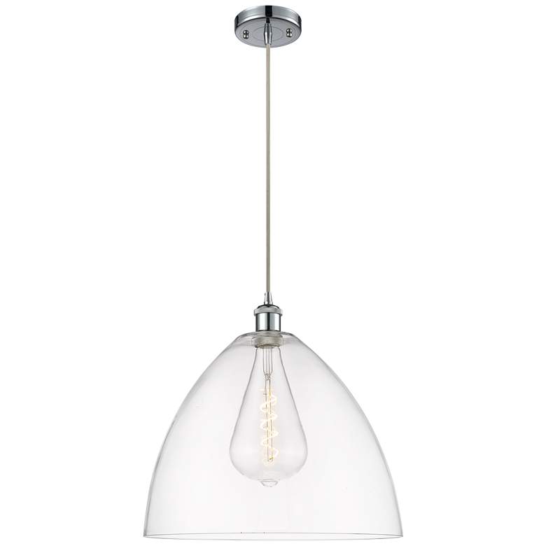Image 1 Ballston Bristol Glass 16" Polished Chrome Pendant With Clear Shade