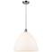 Ballston Bristol Glass 16" Polished Chrome Pendant With Matte White Sh