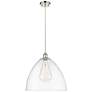 Ballston Bristol Glass 16" Polished Nickel LED Pendant With Clear Shad