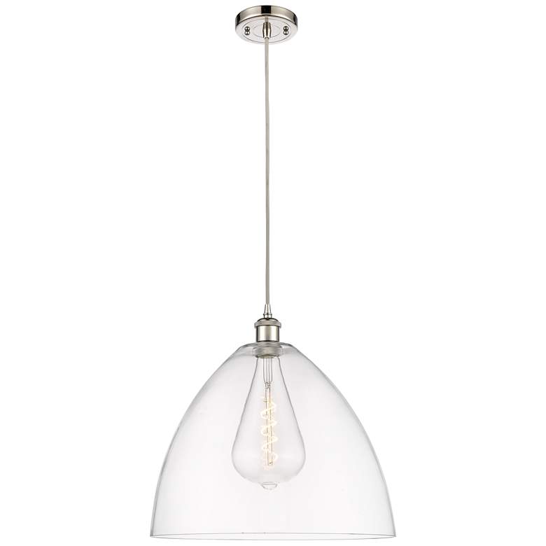 Image 1 Ballston Bristol Glass 16" Polished Nickel LED Pendant With Clear Shad