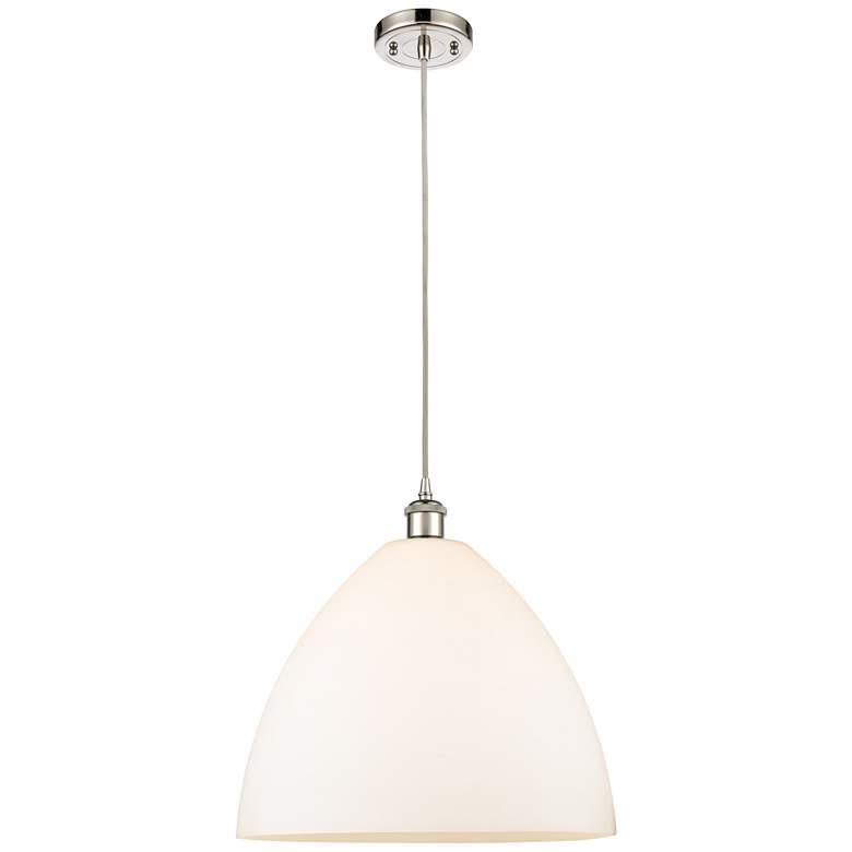 Image 1 Ballston Bristol Glass 16" Polished Nickel Pendant With Matte White Sh