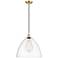 Ballston Bristol Glass 16" Satin Gold LED Pendant With Clear Shade
