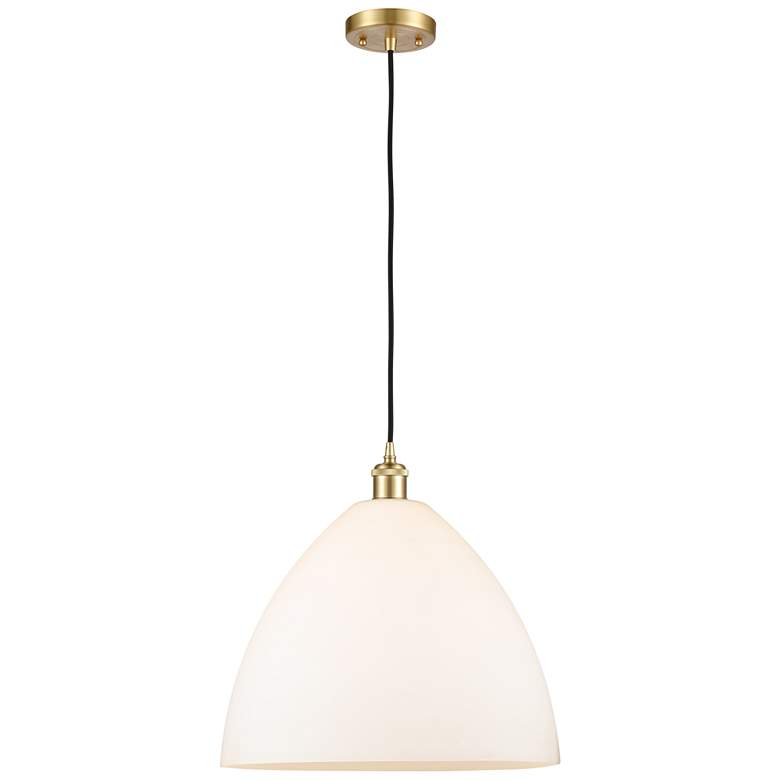 Image 1 Ballston Bristol Glass 16" Satin Gold LED Pendant With Matte White Sha