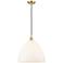Ballston Bristol Glass 16" Satin Gold Pendant With Matte White Shade