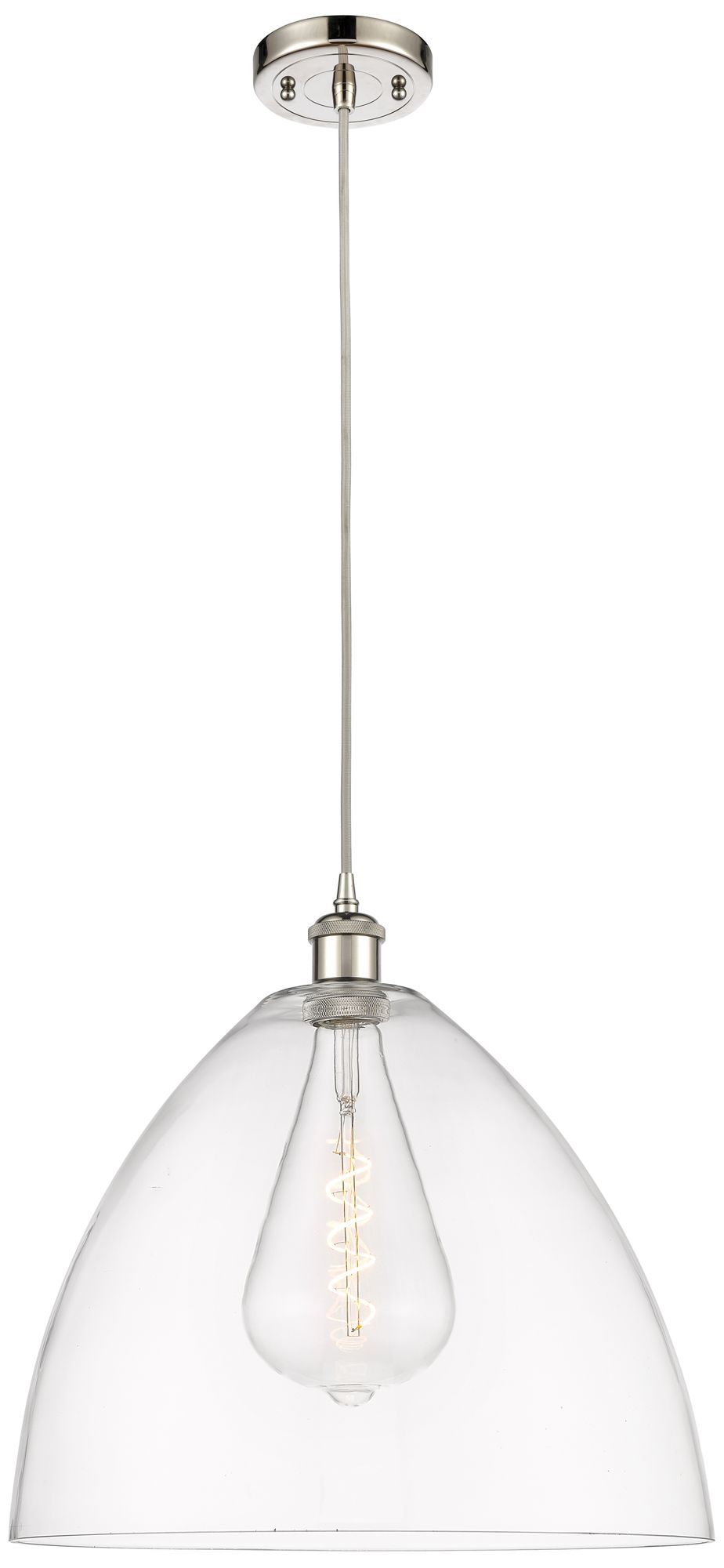 Ballston Bristol Glass 16" Nickel LED Pendant w/Clear Shad Made to Order