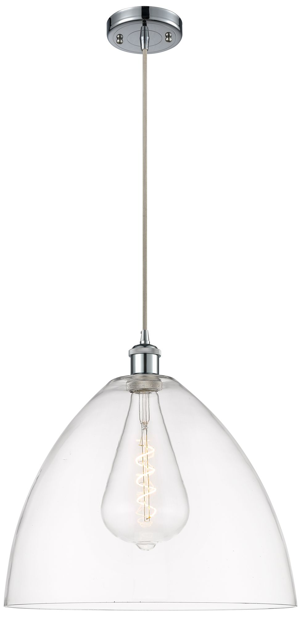Ballston Bristol Glass 16" Polished Chrome Pendant w/Clear Made to Order