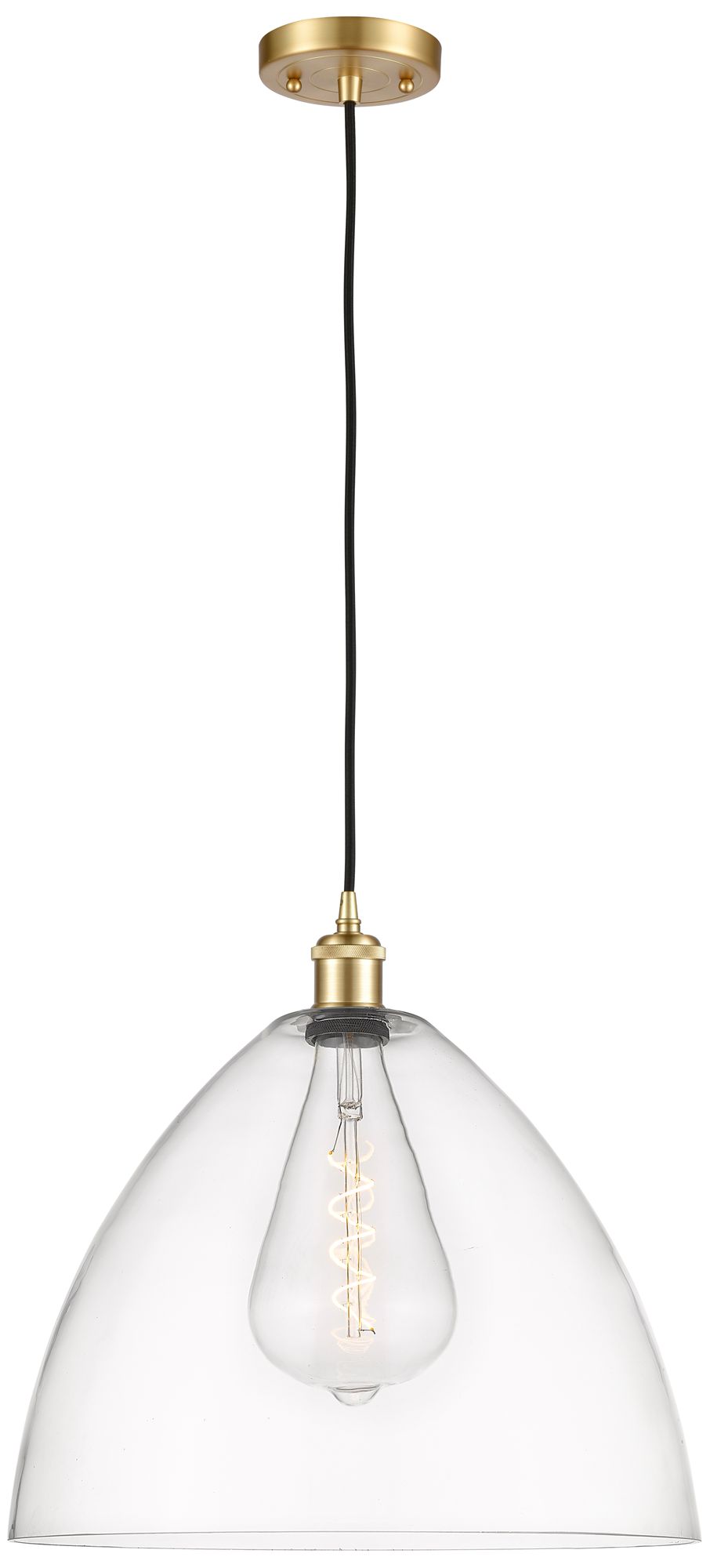 Ballston Bristol Glass 16" Satin Gold Pendant With Clear Made to Order