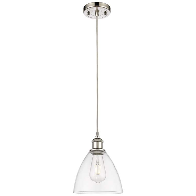 Image 1 Ballston Bristol Glass 7.5"W Polished Nickel Cord Mini Pendant Clear S